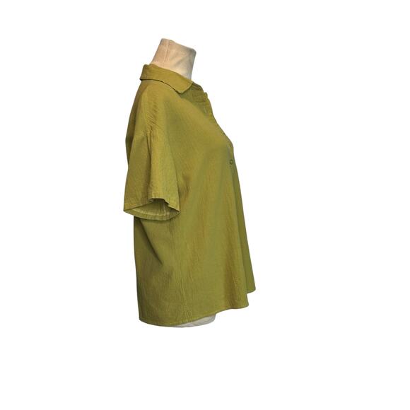 Shein green cotton short sleeves button shirt size Small - Picture 12 of 13